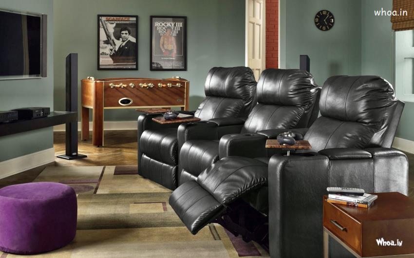 Black Leather Single Sofa For Living Room Decoration