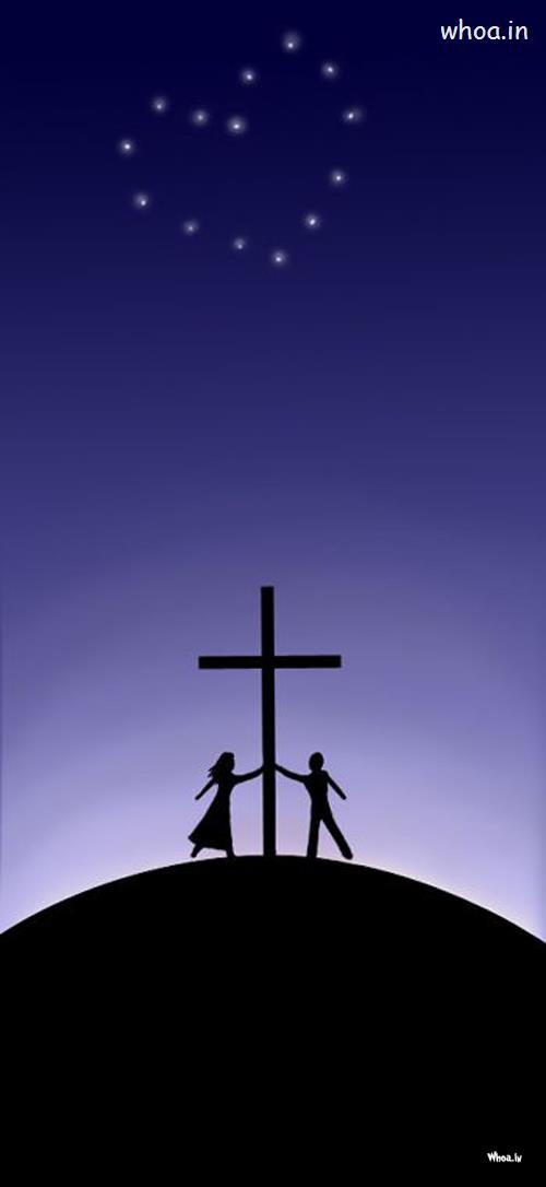 Boy And Girl Holding Christian Cross