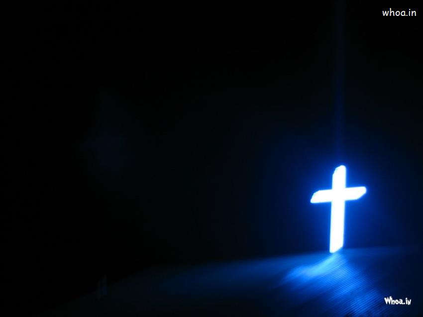 Christian Cross In Blue Background