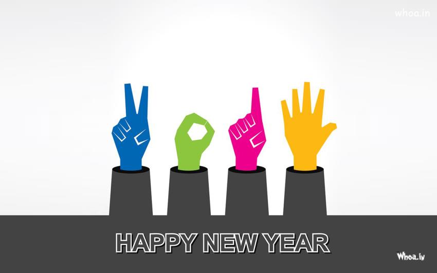 Creative Happy New Year 2015 Design With Finger Stock Wallpaper