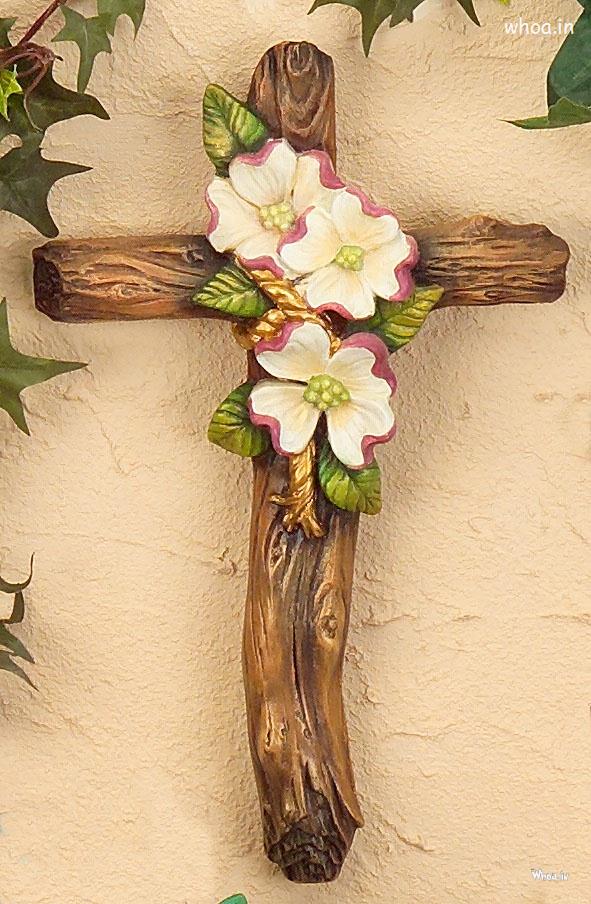 Cristian Cross Decorated With Artificial Flowers