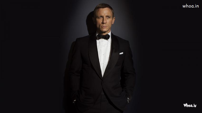 Daniel Craig-Skyfall Black Suit With Dark Background Photoshoot