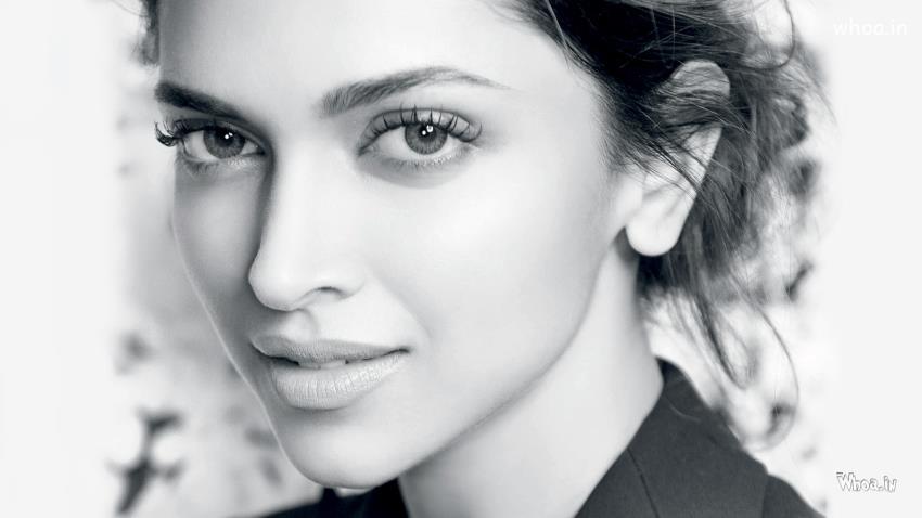 Deepika Padukone Black And White Face Closeup Wallpaper