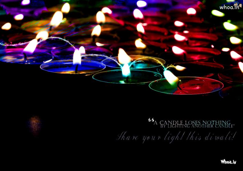 Diwali Greeting With Message Like A Candle Loses Nothing Images