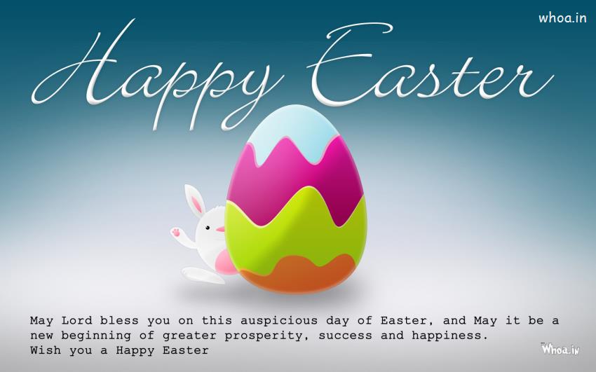 Easter Greetings In Blue Background Wallpaper