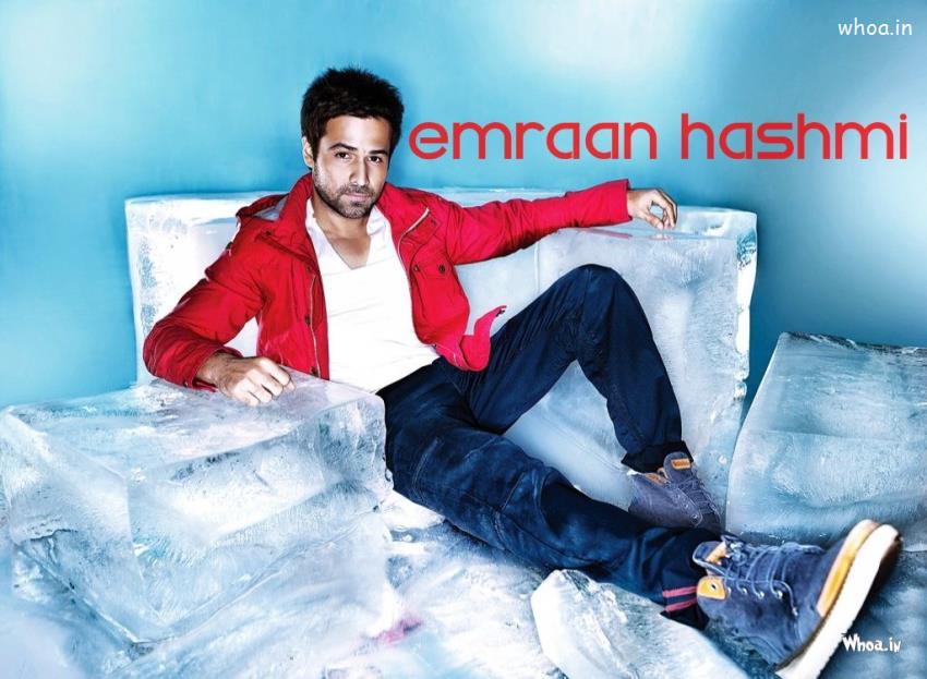 Emraan Hashmi Red Suit And Setting On Ice Wallpaper