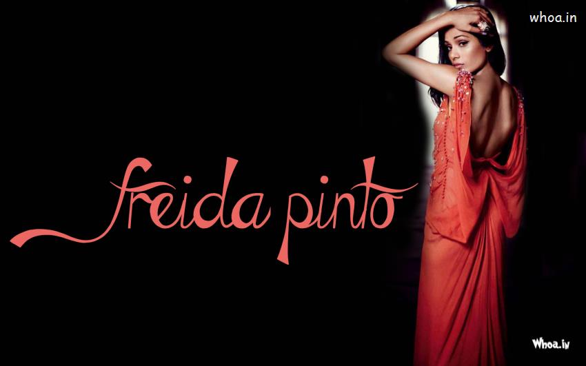 Freida Pinto In Backless Orange Dress
