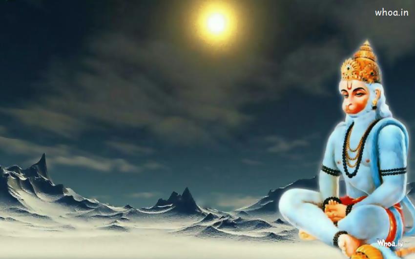 Hanuman In Mountain Background