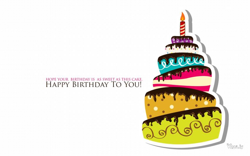 Happy Birthday Multi Color Cake With Quote HD Wallpaper