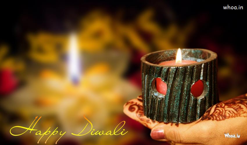 Happy Diwali Deepak On Hand Wallpaper