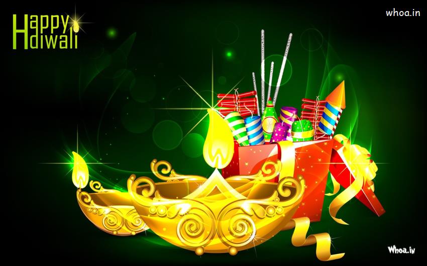 Happy Diwali Different Fireworks Greeting Wallpaper