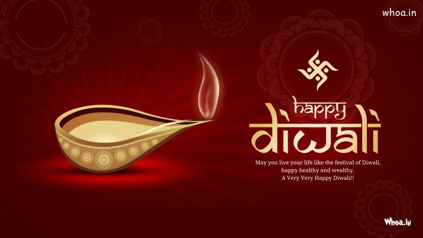 Happy Diwali With Beautiful Quote Greeting Wallpaper