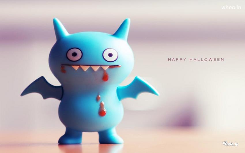 Happy Halloween With Blue Monster HD Wallpaper