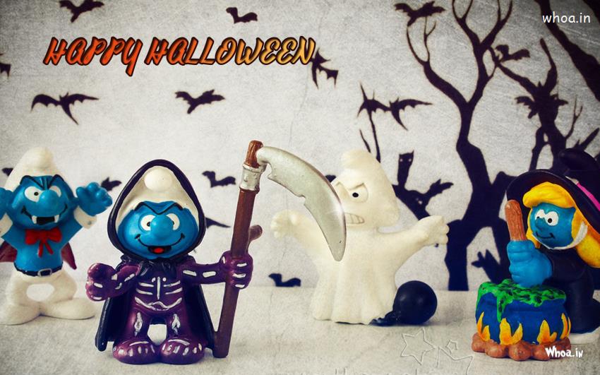 Happy Halloween With Monster Smurfs HD Wallpaper