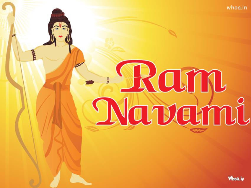 Happy Ram Navami With Lord Shri Ram HD Painting Wallpaper