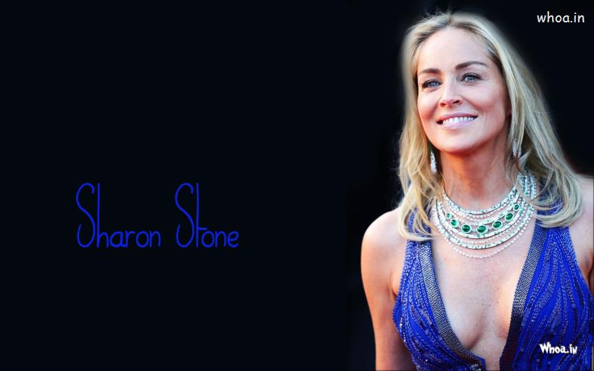 Hot Sharon Stone In Blue Dress
