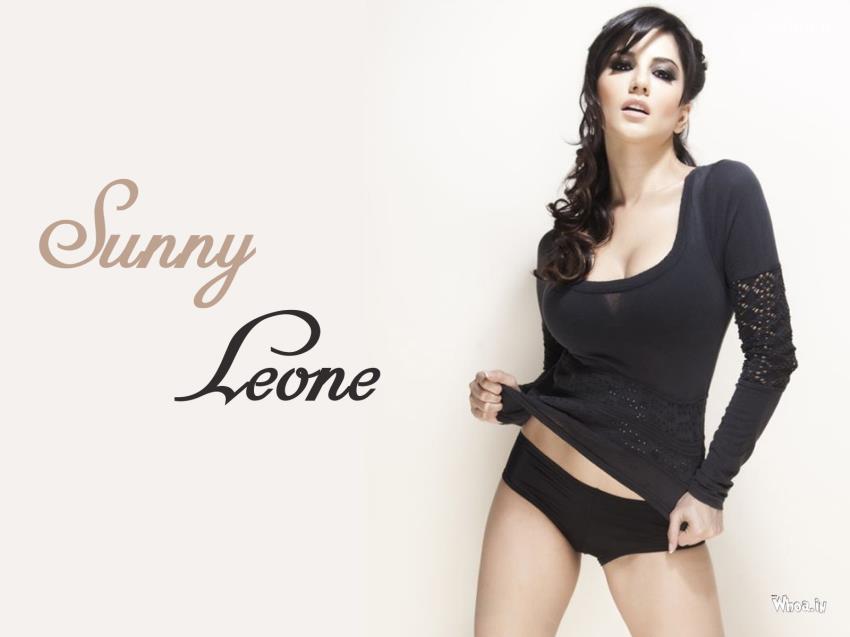 Hot Sunny Leone In Sexy Black Top Wallpaper