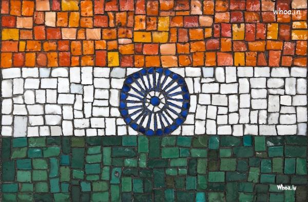 Indian National Flag On Bricks Photography