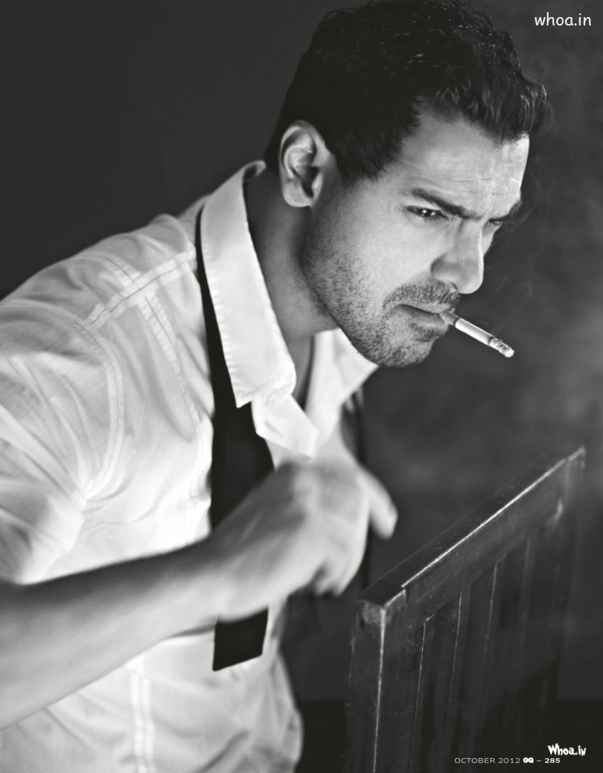 John Abraham Smoking With Black And White Image