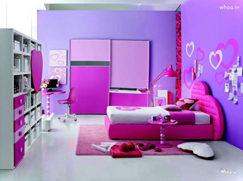 Kids Room With Fancy Pink Kids Bunk Bed With Beautiful Folding Floor
