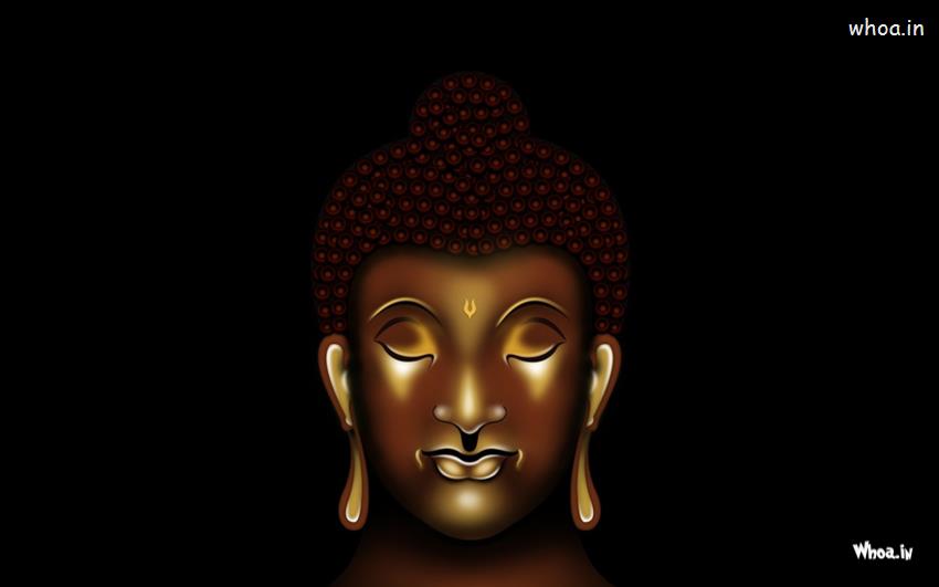 Lord Buddha Face Closeup Picture With Dark Background