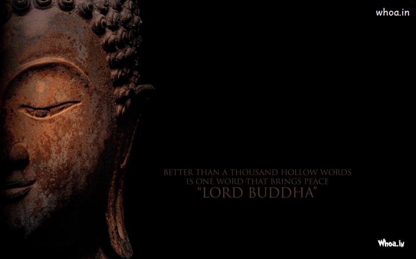 Lord Buddha Face Closeup And Quote With Dark Background Wallpaper