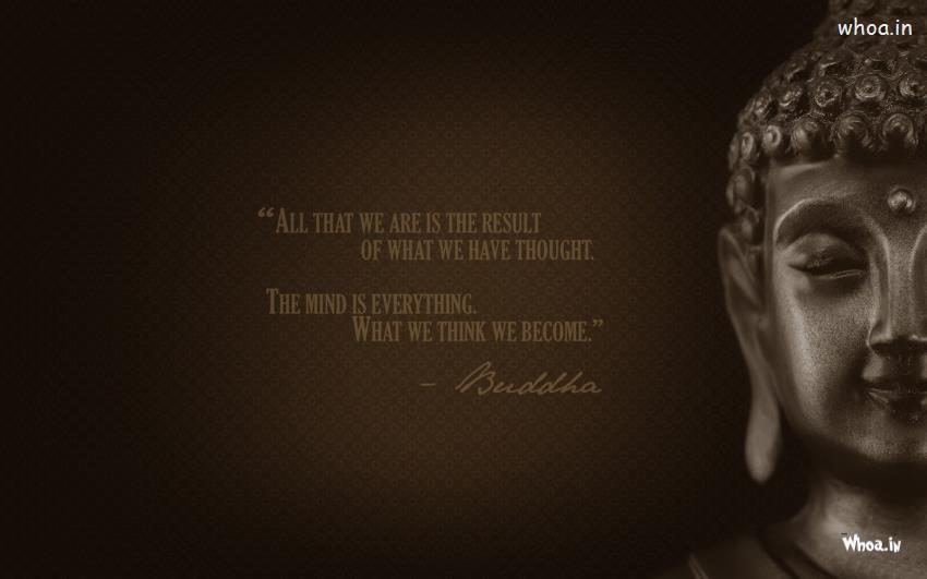 Lord Buddha Face Closeup With Quote Wallpaper