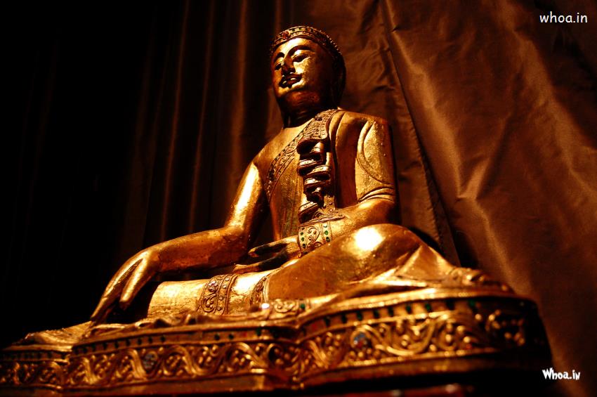 Lord Buddha Golden Statue Art Wallpaper