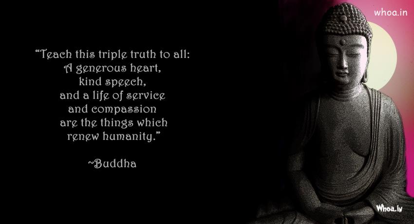 Lord Buddha Samadhi And Quote With Dark Background Wallpaper