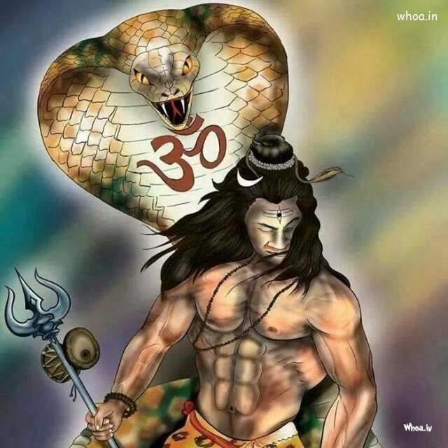 Lord Shiva With Snack HD Painting Images