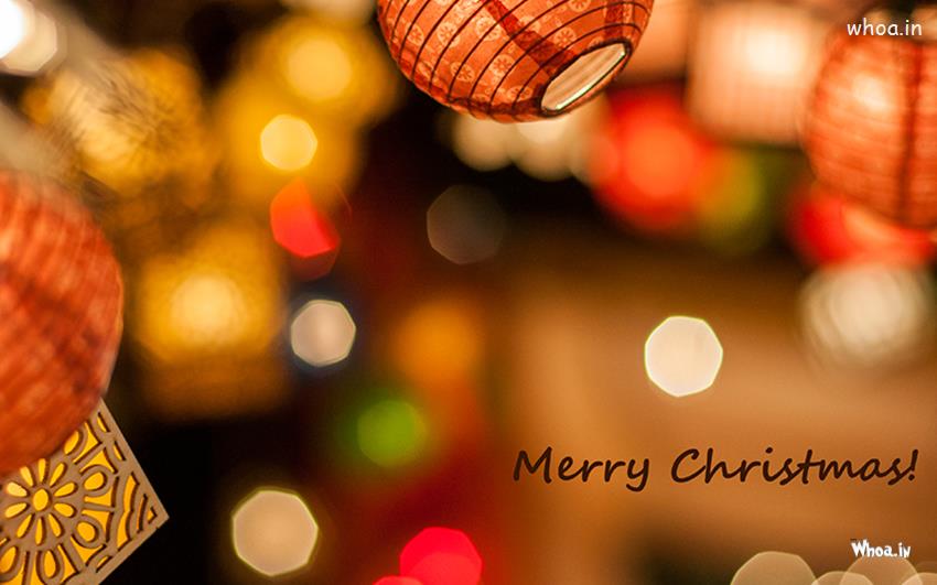 Merry Christmas With Lighting Background HD Wallpaper
