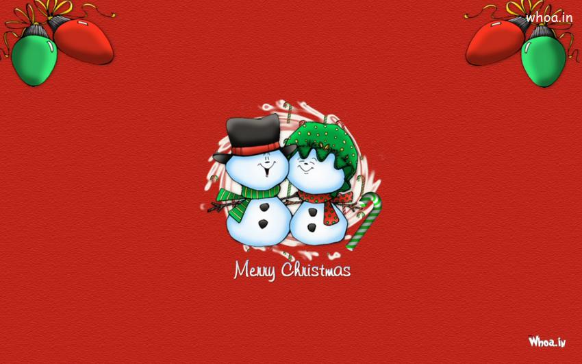 Merry Christmas With Two White Snowball HD Wallpaper