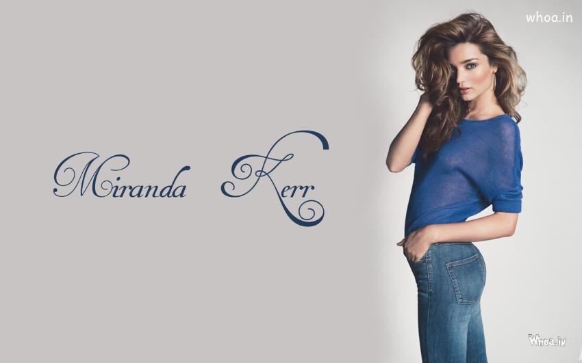 Miranda Kerr In Purple See-Through T-Shirt