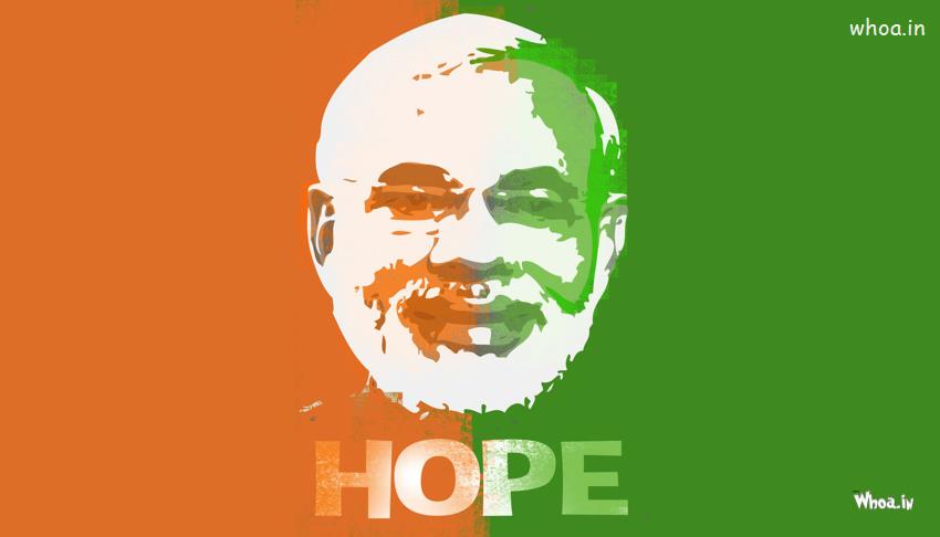 Narendra Modi-Hope Tricolor Paper Painting HD Wallpaper