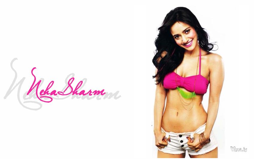 Neha Sharma In Pink Hot Cleavage Wallpaper