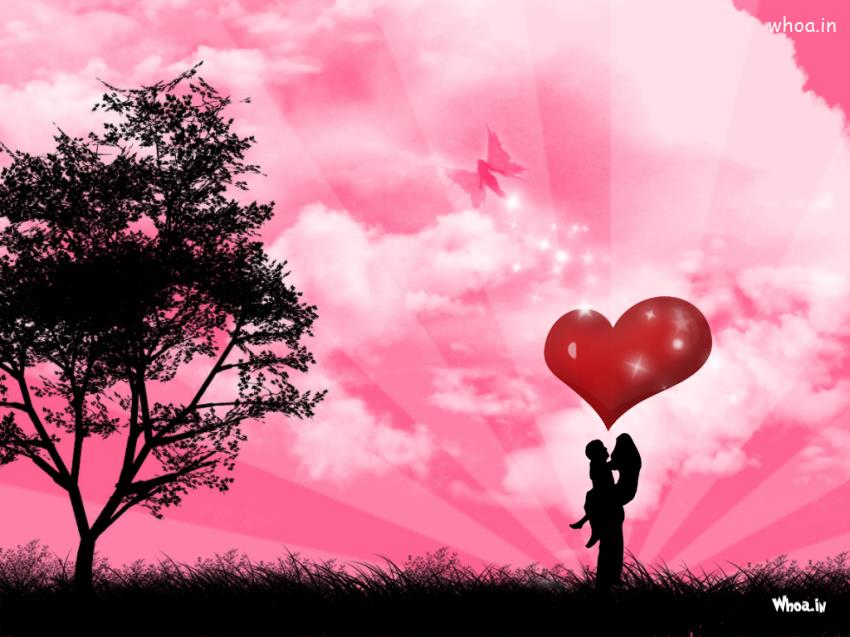 Pink Background With Beautiful Love Couple