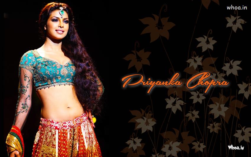 Priyanka Chopra Hot In Traditional Dress With Black Background