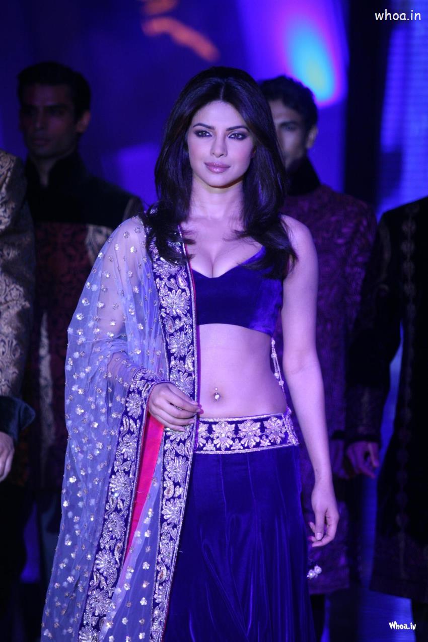 Priyanka Chopras Blue Dress Cleavage Image