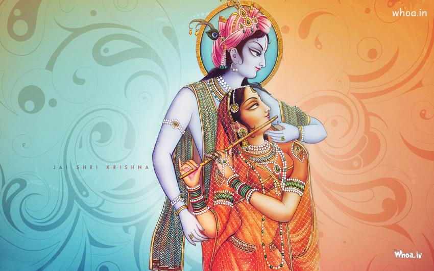 Radhe Krishna  Wallpaper With Floral Background
