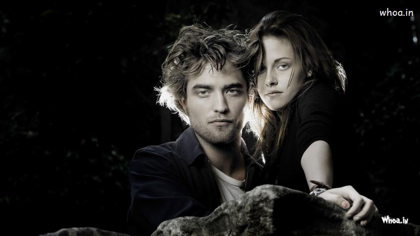 Robert Pattinson And Kristen Stewart With Dark Background