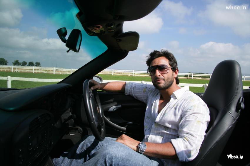 Saif Ali Khan Driving A Car HD Wallpaper