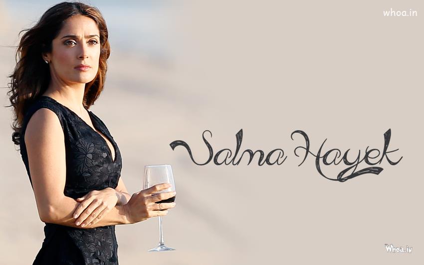 Salma Hayek Having Wine Glass In Hand