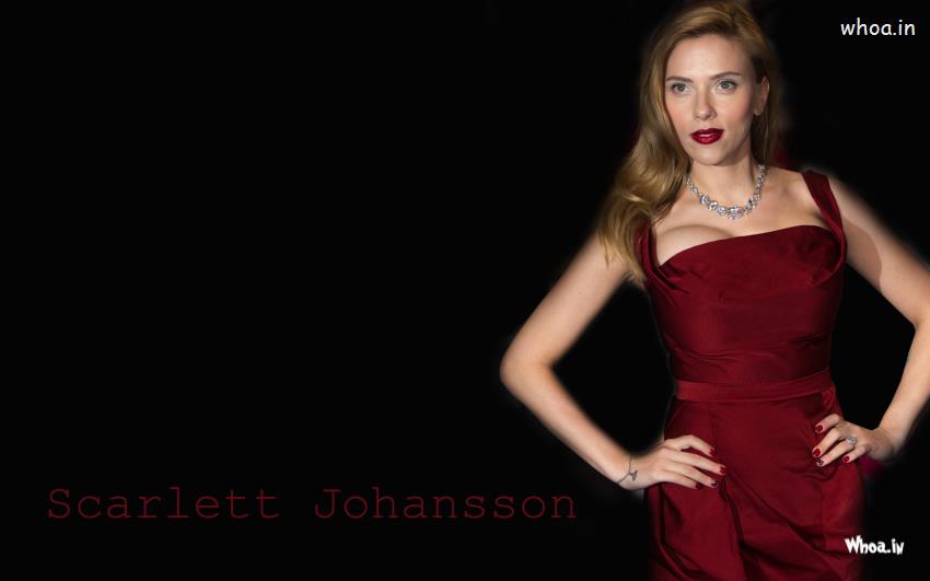 Scarlett Johansson Posing In Red Dress