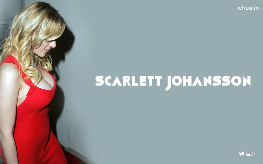 Scarlett Johansson Walking In Tight Red Dress