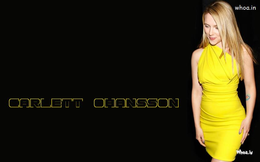 Scarlett Johansson In Yellow Dress Wallpaper HD
