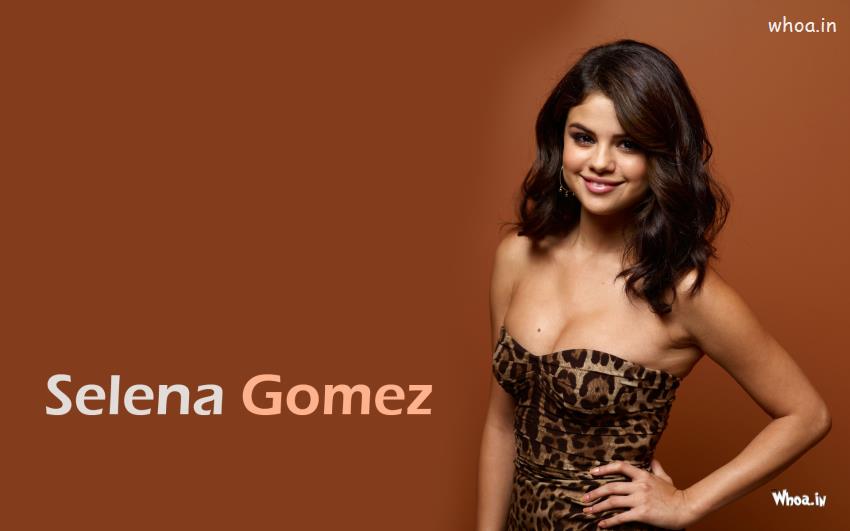 Selena Gomez Poses In Brown Maxi