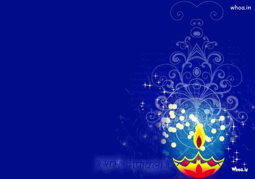Shubh Dipavali Greeting With Blue Background Wallpaper