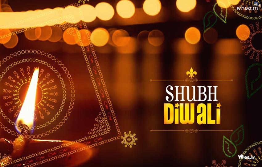 Shubh Diwali With Deepak Greeting HD Wallpaper