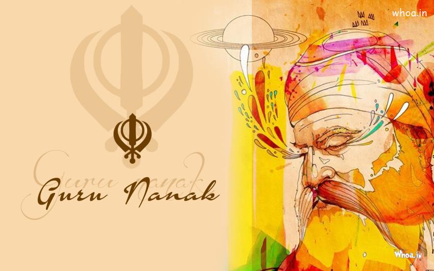 Sikh Lord Guru Nanak Symbol And Art Painting HD Wallpaper