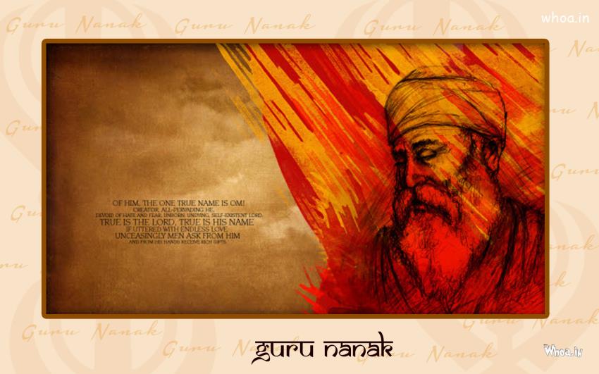 Sikh Lord Guru Nanak With Quote HD Wallpaper